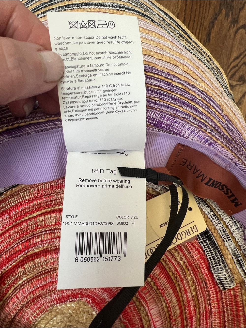 Missoni Mare Straw Multicolor Sunhat NWT - Picture 9 of 14